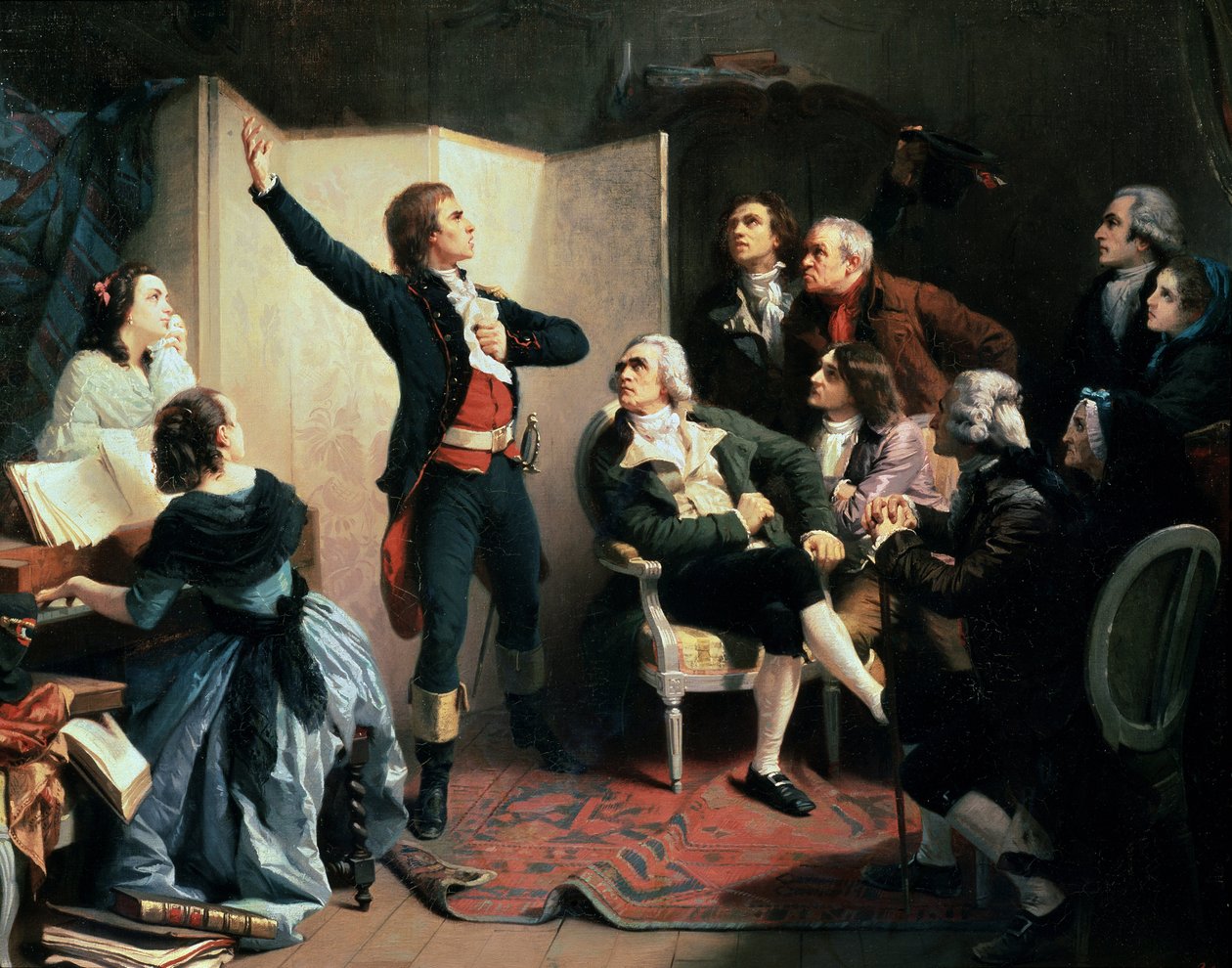 Digteren og komponisten Claude Joseph Rouget de Lisle udfører Marseillaise, 24. april af Isidore Pils