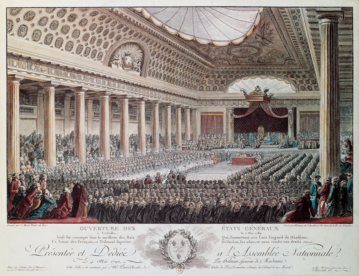 Åbning af Generalstaterne i Versailles i 1789, gravering af Helmann, Franske Revolution, Frankrig af Isidore Stanislas Helman