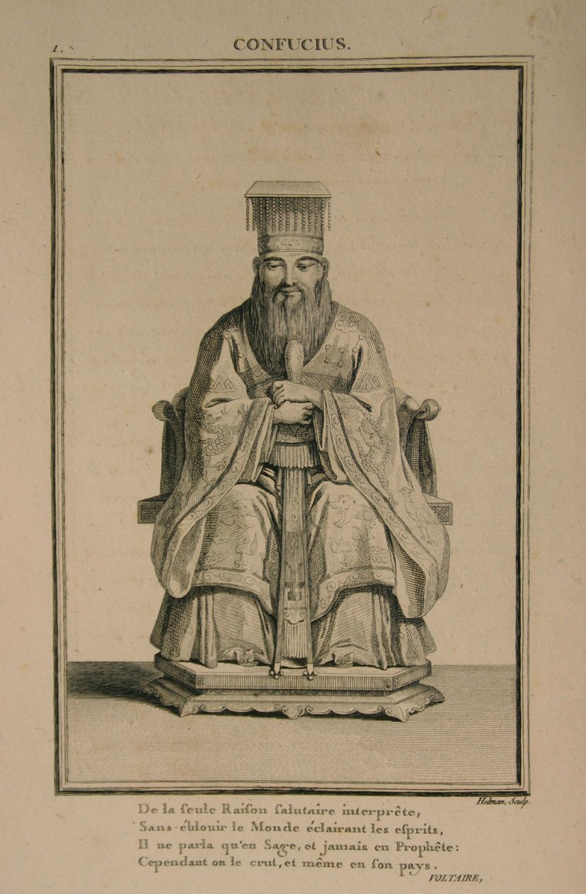 Portræt af den kinesiske tænker og socialfilosof Confucius, 1788 af Isidore Stanislas Helman
