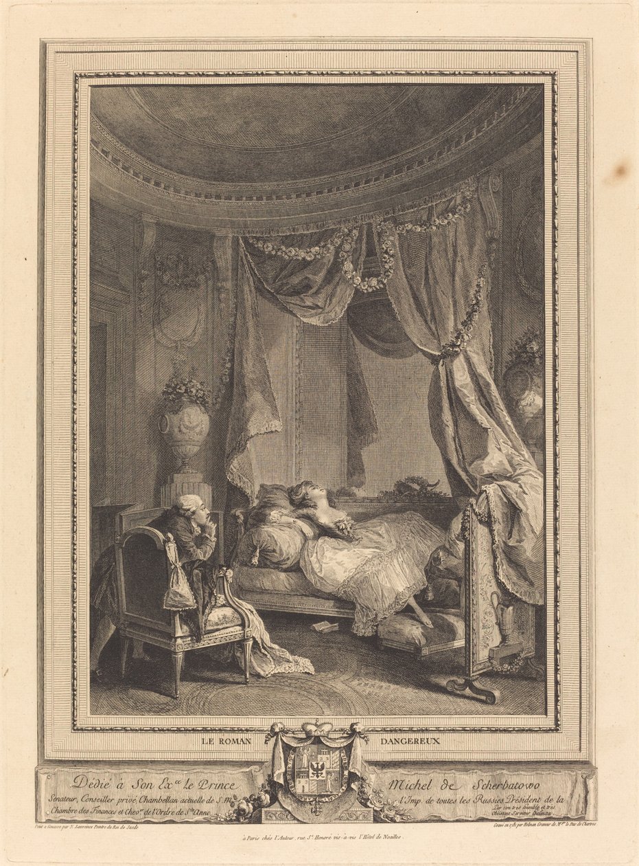 Den farlige roman af Isidore Stanislas Helman after Nicolas Lavreince