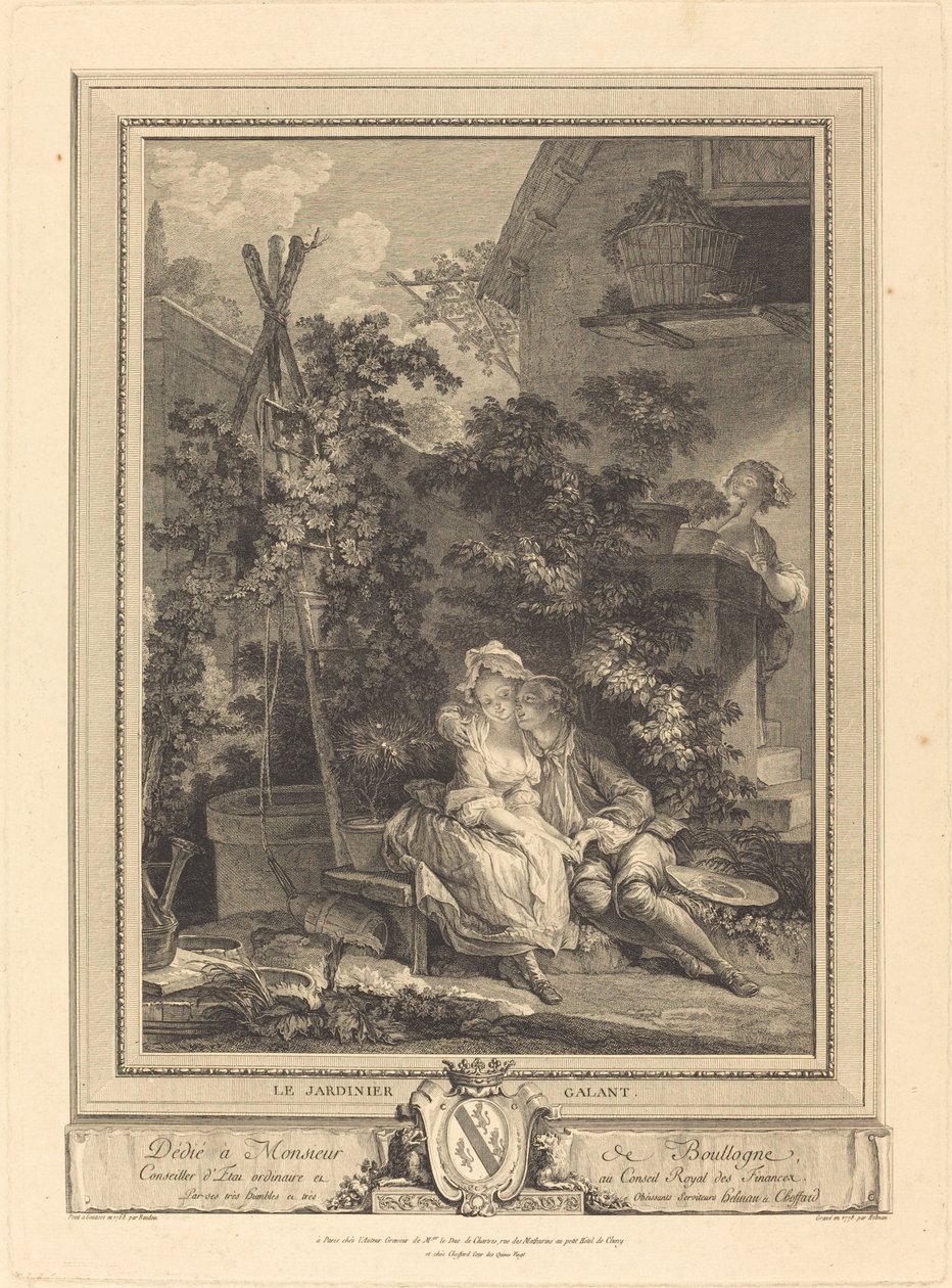 Den galante gartner af Isidore Stanislas Helman after Pierre Antoine Baudouin