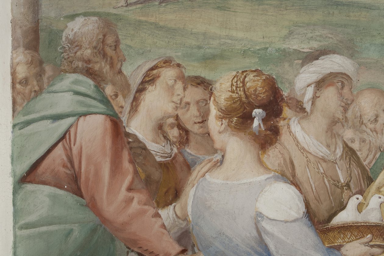 Detalje fra Præsentation af Jesus i templet, 1623-34 af Isidoro Bianchi
