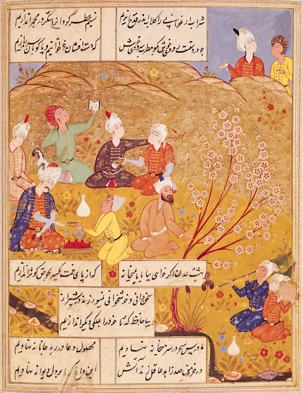 F.103v Friluftsfest, fra en digtbog, 1554 af Islamic School