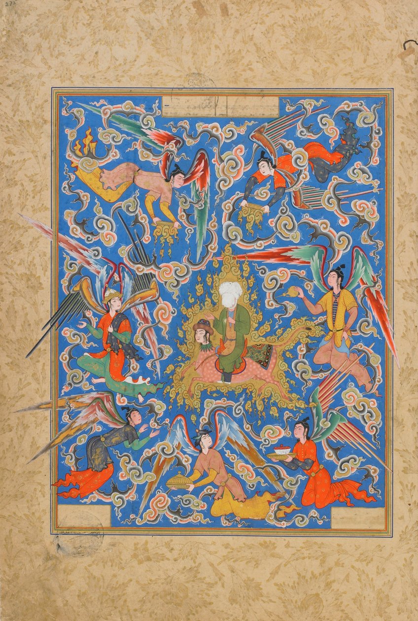 Folio from a Haft Awrang (Seven Thrones) af Jami (d.1492) sandsynligvis Mashad, Khurasan, Iran, Safavid Periode, 1556-65 (ugennemsigtig akvarel, blæk og guld på papir af Islamic School