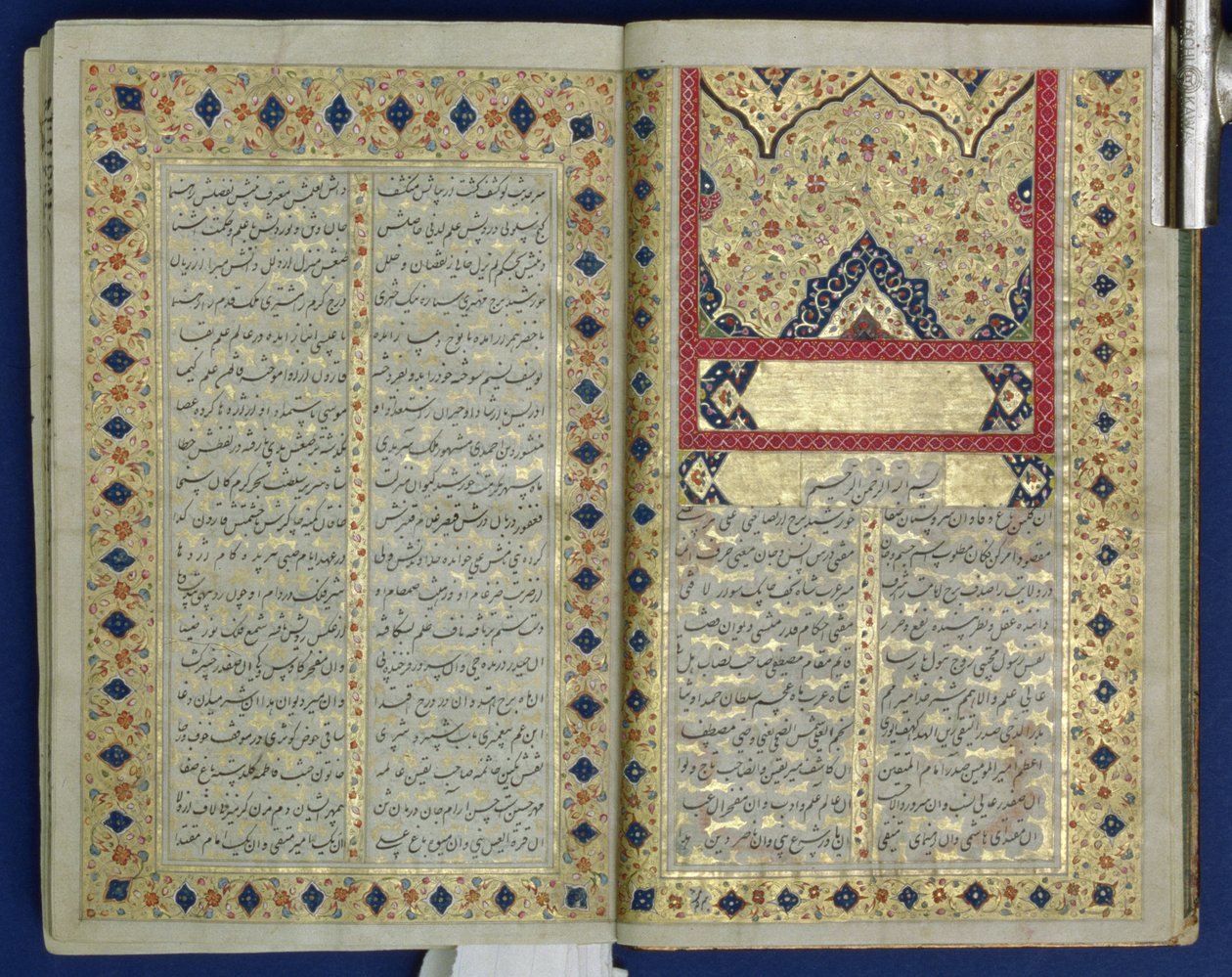 Oplyste sider fra et manuskript af Hafez, Zand Period style, 1790 af Islamic School