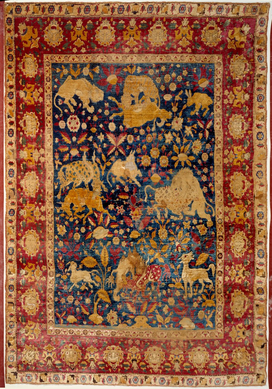 Islamisk kunst: Silketæppe med dyredekoration "" Peytel"". Fremstillet i Kashan. Paris fra det 16. århundrede, Louvre-museet af Islamic School