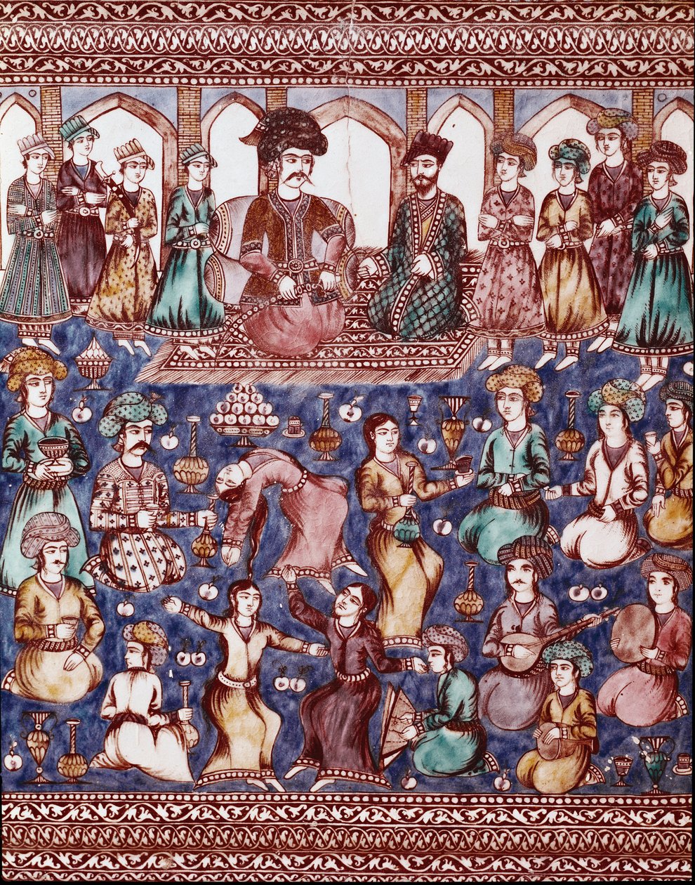 Islamisk kunst: musikere og dansere ved domstolen i Nasser-al-Din (Nasser al-Din eller Nasser al-Din, men også Nassereddin eller Nassiruddin af Islamic School