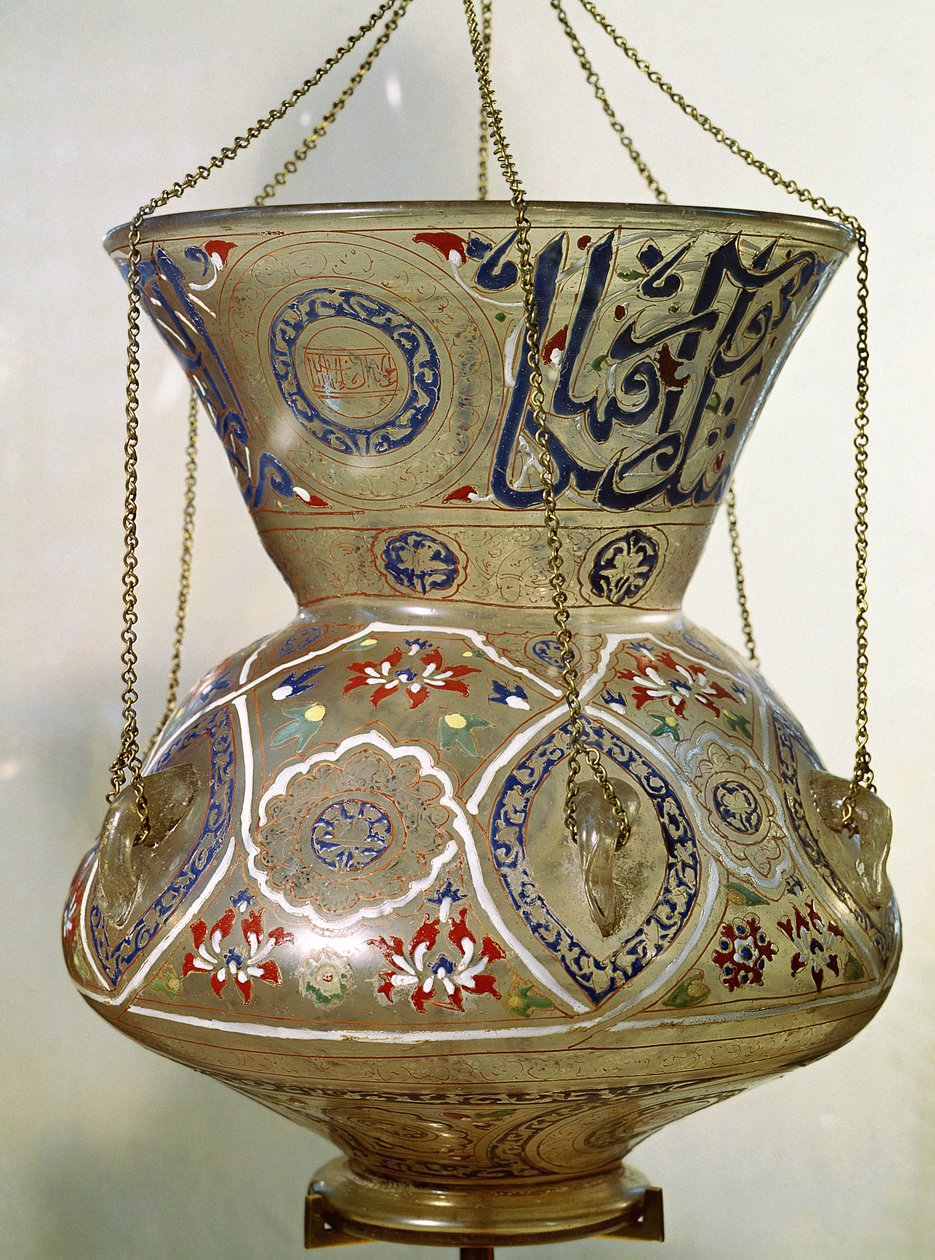 Lampe, fra moskeen Sultan Hasan, Cairo (glas) af Islamic School