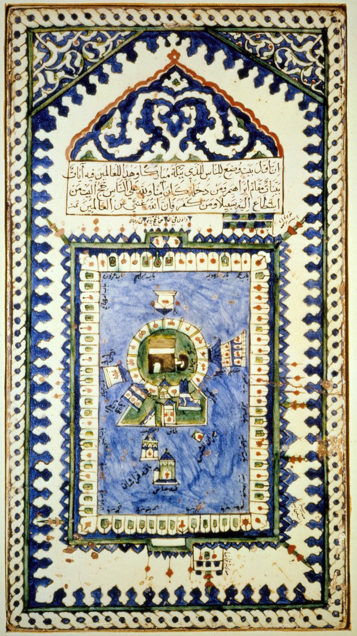 Kort over Mekka - keramik, Istanbul Museum of Muslim Art af Islamic School