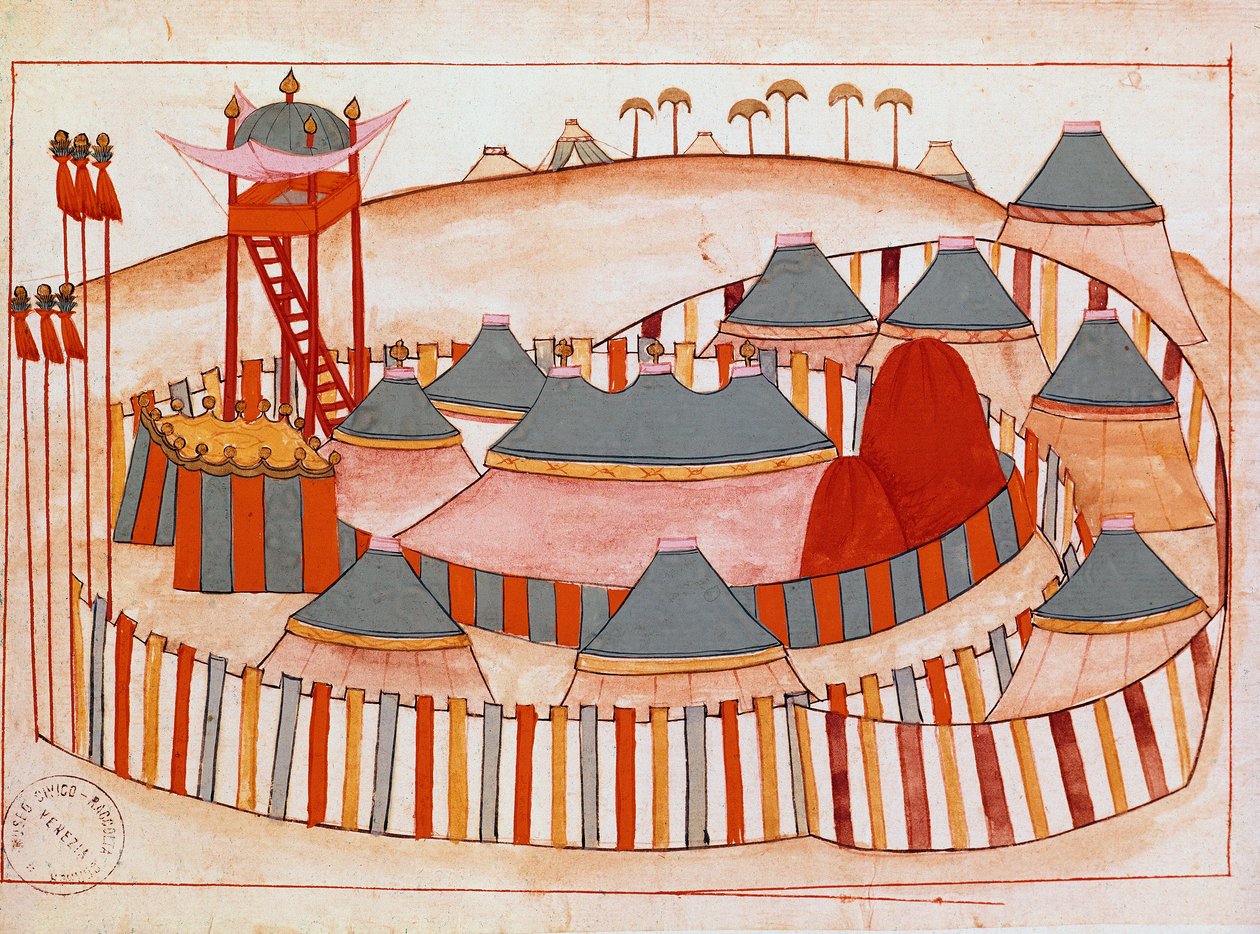 Militærlejr for tyrkerne Gouache på papir fra den islamiske skole (Ms 1671) 1500-tallets Venedig Museum Correr af Islamic School