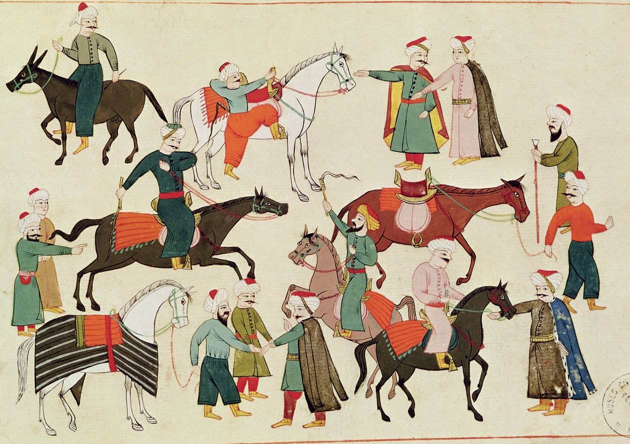 Ms 1671 A Horse Market, c.1580 af Islamic School