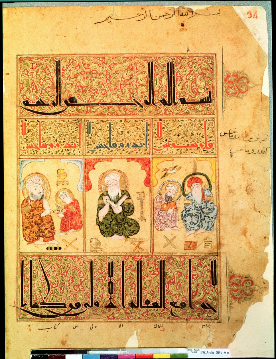 Ms. Arabe 2964 fol.34 Doctors from The Treatise of Theriac after Galen, 1217 af Islamic School