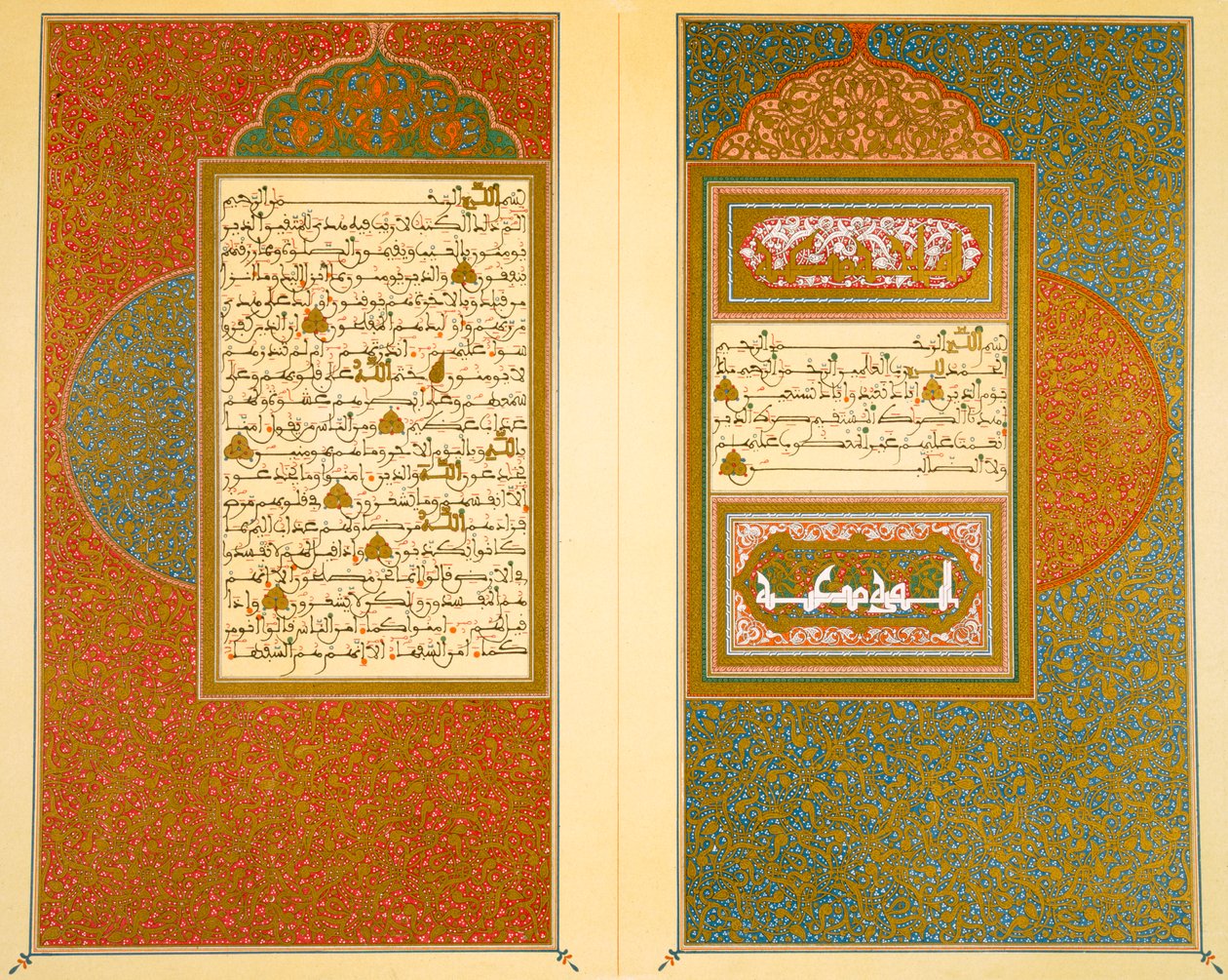 Åbning af dobbeltsidespredning fra en maurisk koran fra det 18. århundrede af Islamic School