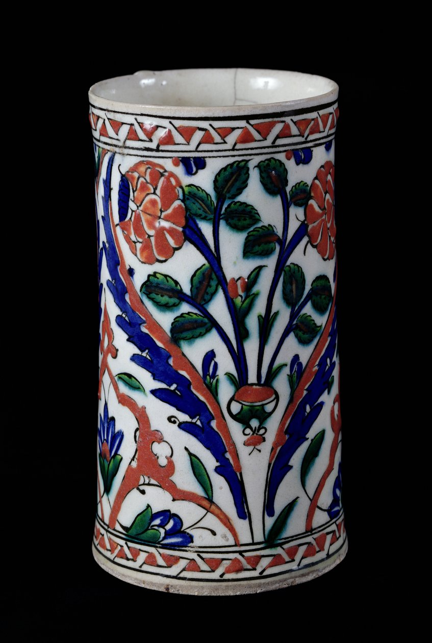 Potte med blomsterdekoration, Iznik (keramik) af Islamic School