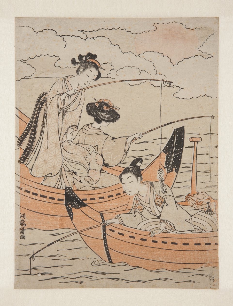 Boats of Love (Koi no fune) (træbloktryk i farver) af Isoda Koryusai