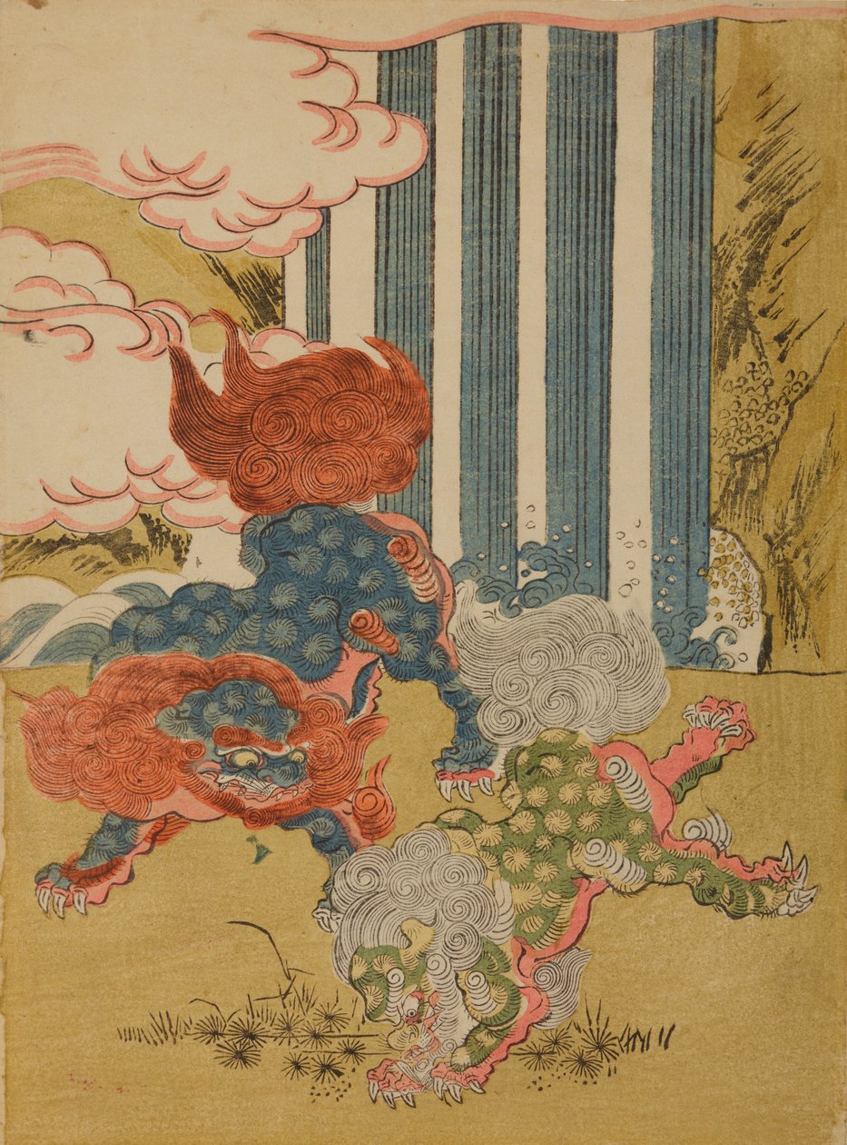 Kinesiske løver / Karashishi af Isoda Koryusai