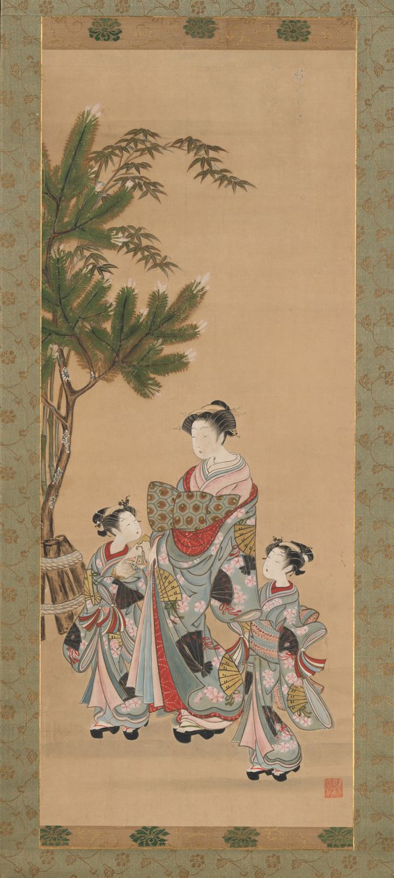 Kurtisane og to betjente nytårsdag, ca. 1780