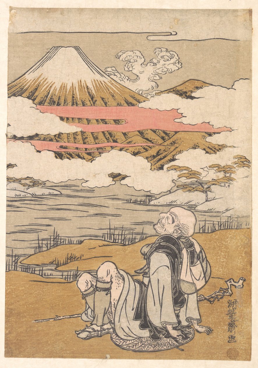 Saigyō betragter Fuji-bjerget af Isoda Koryusai