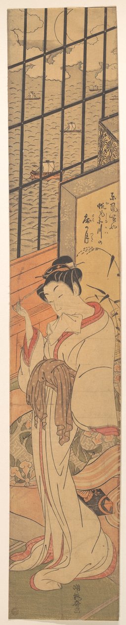 Mondaufgang über der Bucht von Edo af Isoda Koryusai