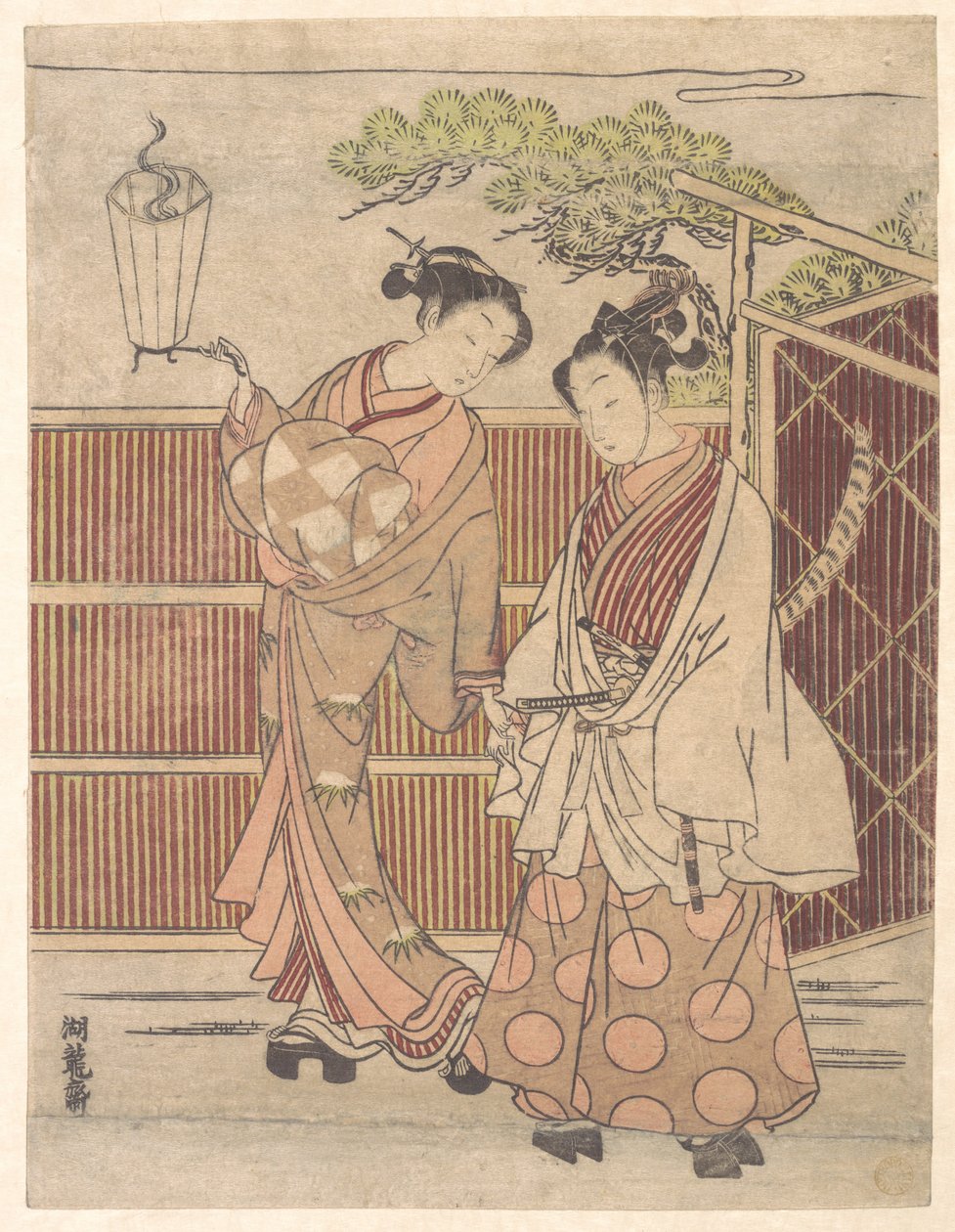 Reizei med en teshoku (håndlygte) af Isoda Koryusai