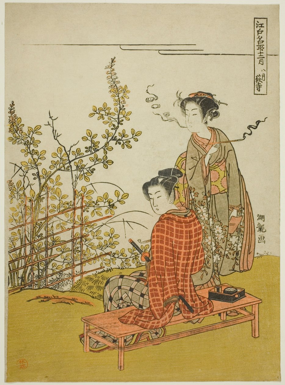 The Eighth Month at Hagi Temple (Hachigatsu Hagidera), from the series "Famous Places in Edo in the Twelve Months (Edo meisho junigatsu)" af Isoda Koryusai