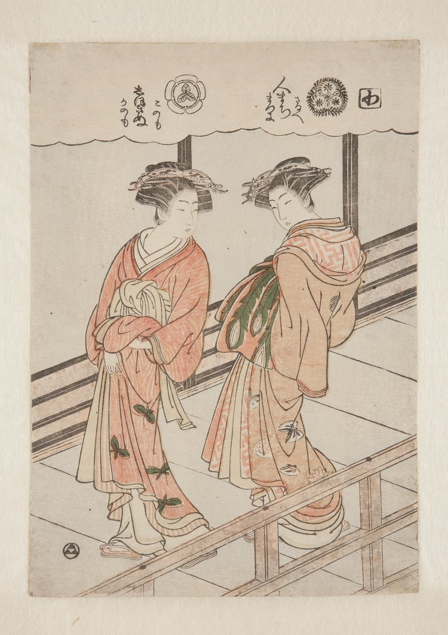 te sy b wa. Fordele Chitetsu fra Tetsutaya: Hitomachi, Kamuro Saruhe og Matsuyo; Shizukinu, Kamuro Konomo og Kanomo af Isoda Koryusai