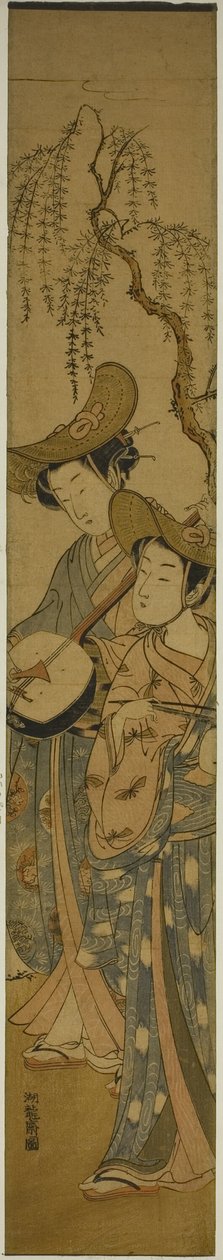 To omrejsende musikere under et piletræ af Isoda Koryusai