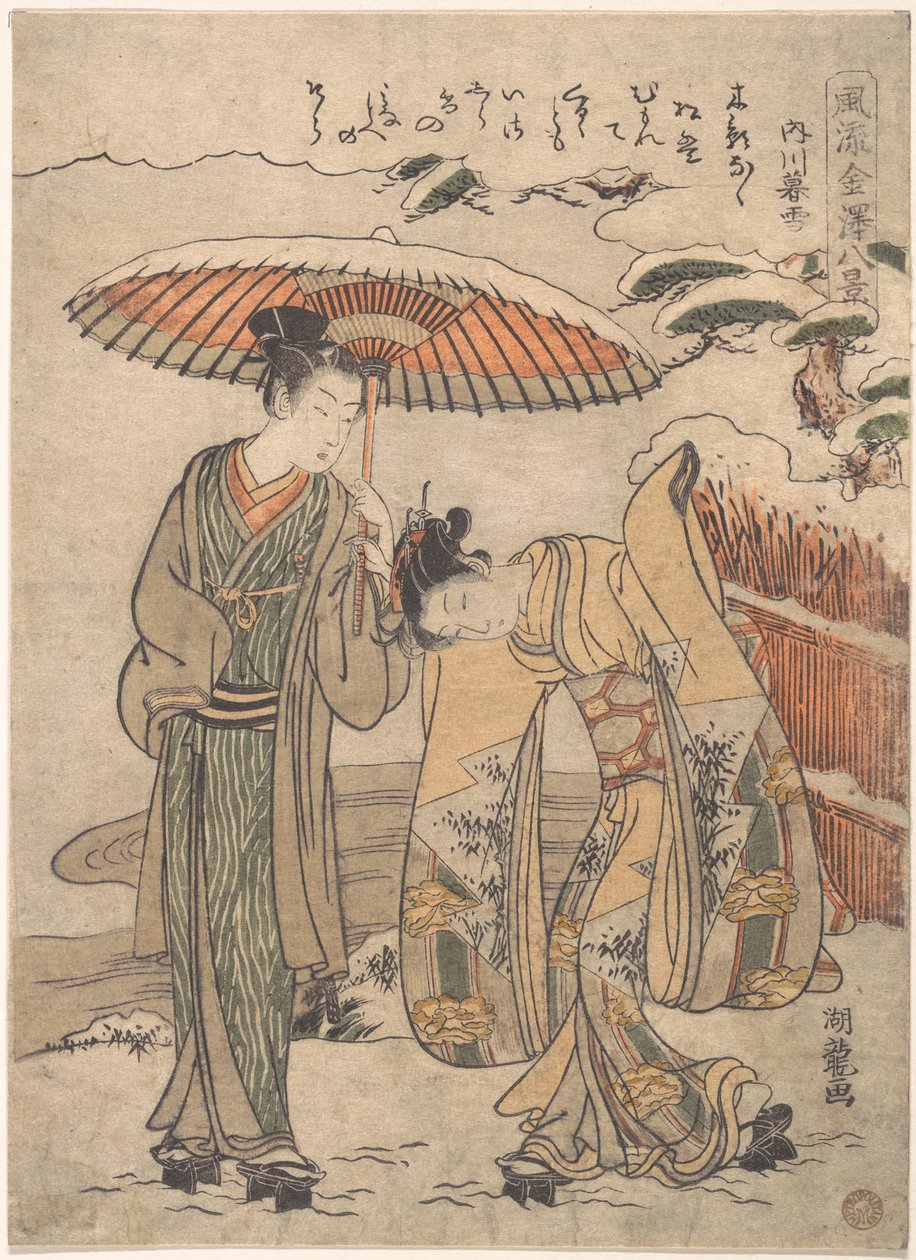 Aftensne ved Uchikawa af Isoda Koryusai