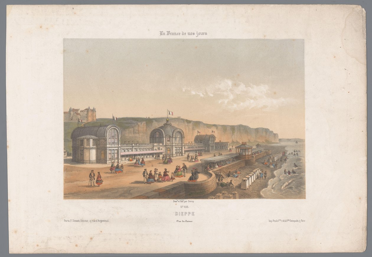 Udsigt over kasinoet Dieppe Dieppe. Vue de Casino (titel på objekt) Contemporary France (serietitel) La France de nos jours (serietitel på objekt) af Isodore Laurent Deroy