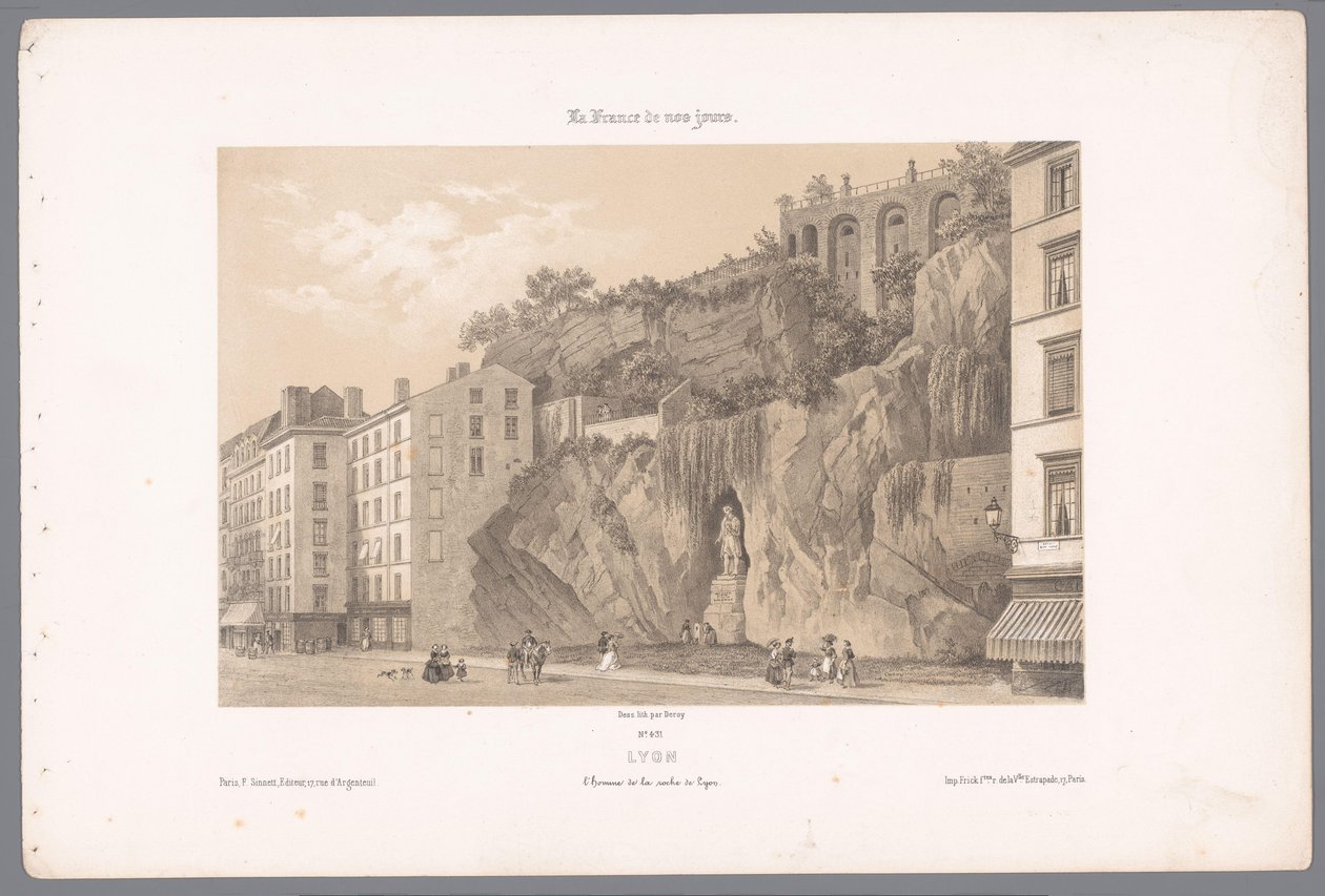 Udsigt over statuen af ​​Johannes Kleberger i Lyon Lyons. L