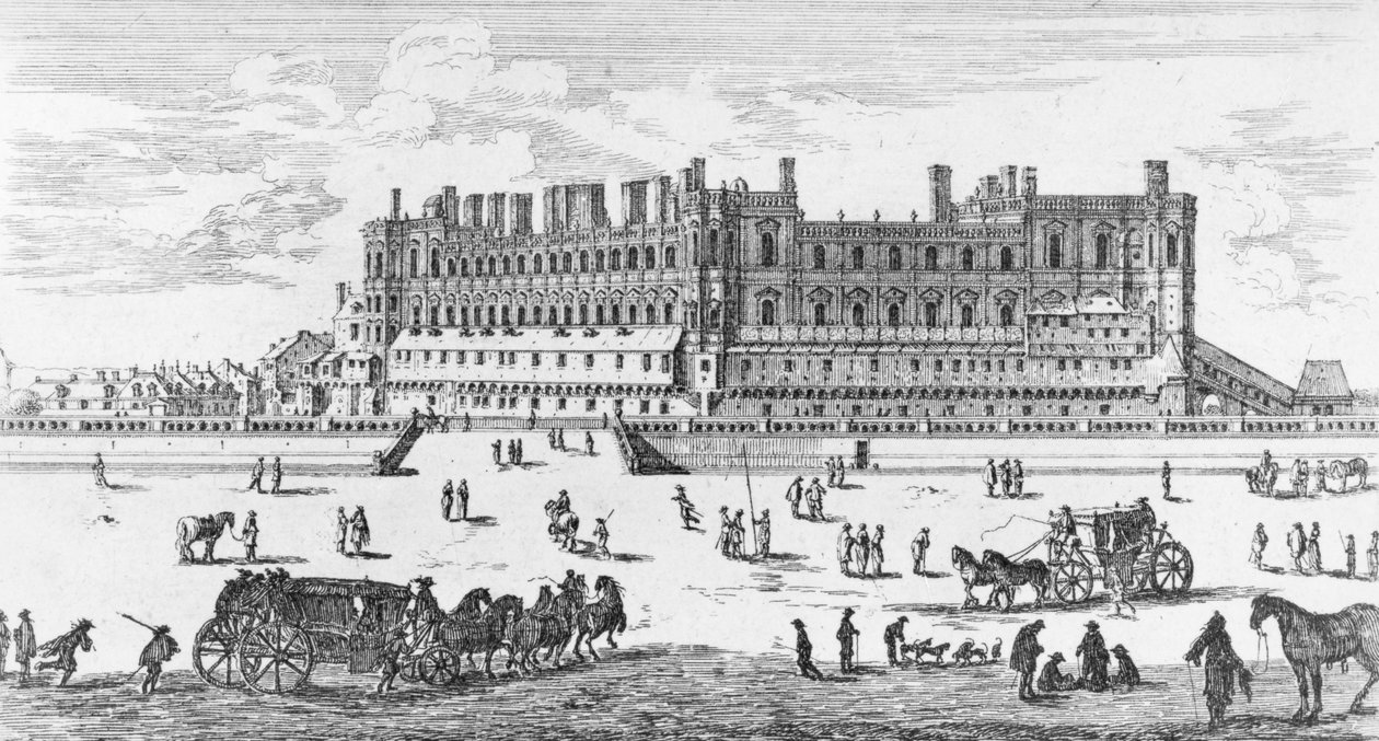 Udsigt over Chateau de Saint-Germain-en-Laye, 1658 (gravering) (bw foto) af Israël Silvestre the Younger