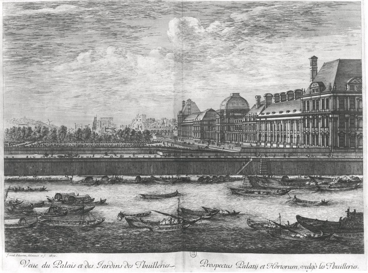 Udsigt over Palais des Tuileries og haverne, 1670 af Israël Silvestre the Younger