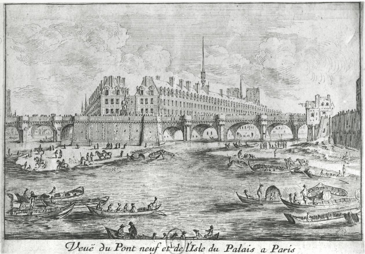 Udsigt over Pont Neuf og Isle du Palais, Paris af Israël Silvestre the Younger