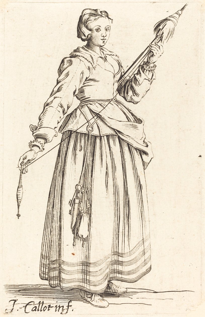 Ung kvinde med fjerntliggende, højrevendt af Israel Henriet after Jacques Callot
