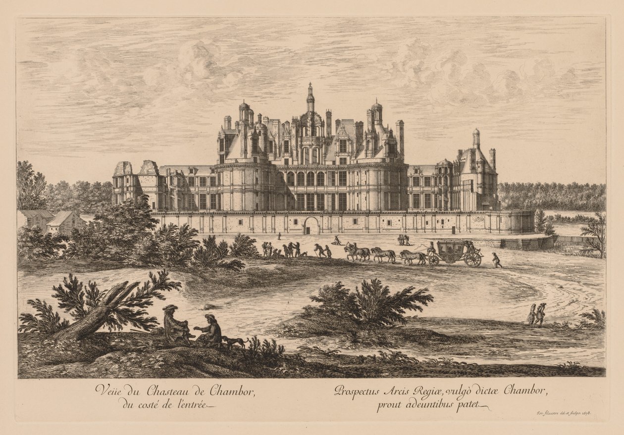 Udsigt over Palace of Chambord fra indgangen af Israël Silvestre
