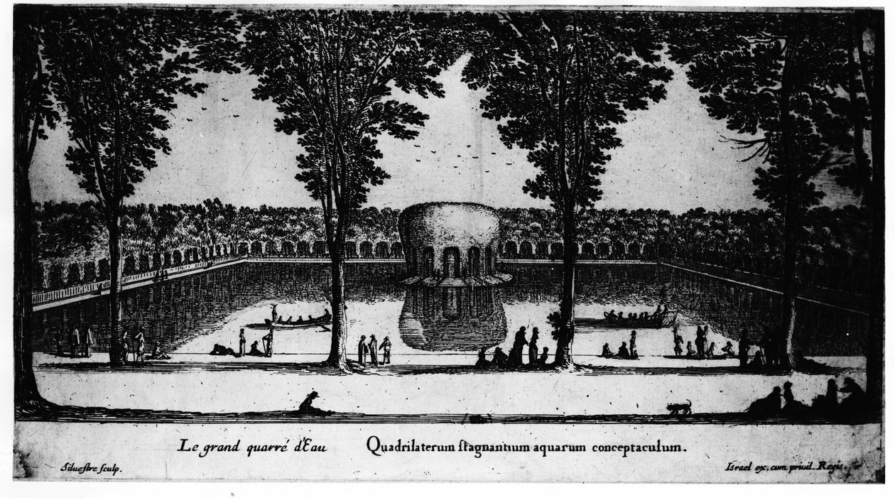 Den store vandplads i Château de la Rochefoucauld i Liancourt; af Israel. af Israel the Younger Silvestre