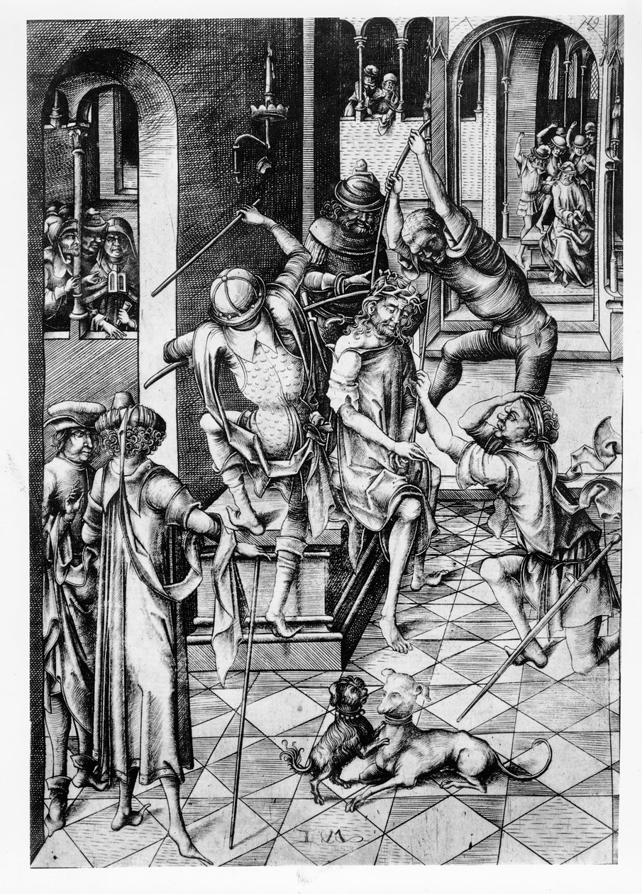Kristus kronet med torne, c.1480 af Israhel van Meckenem the younger