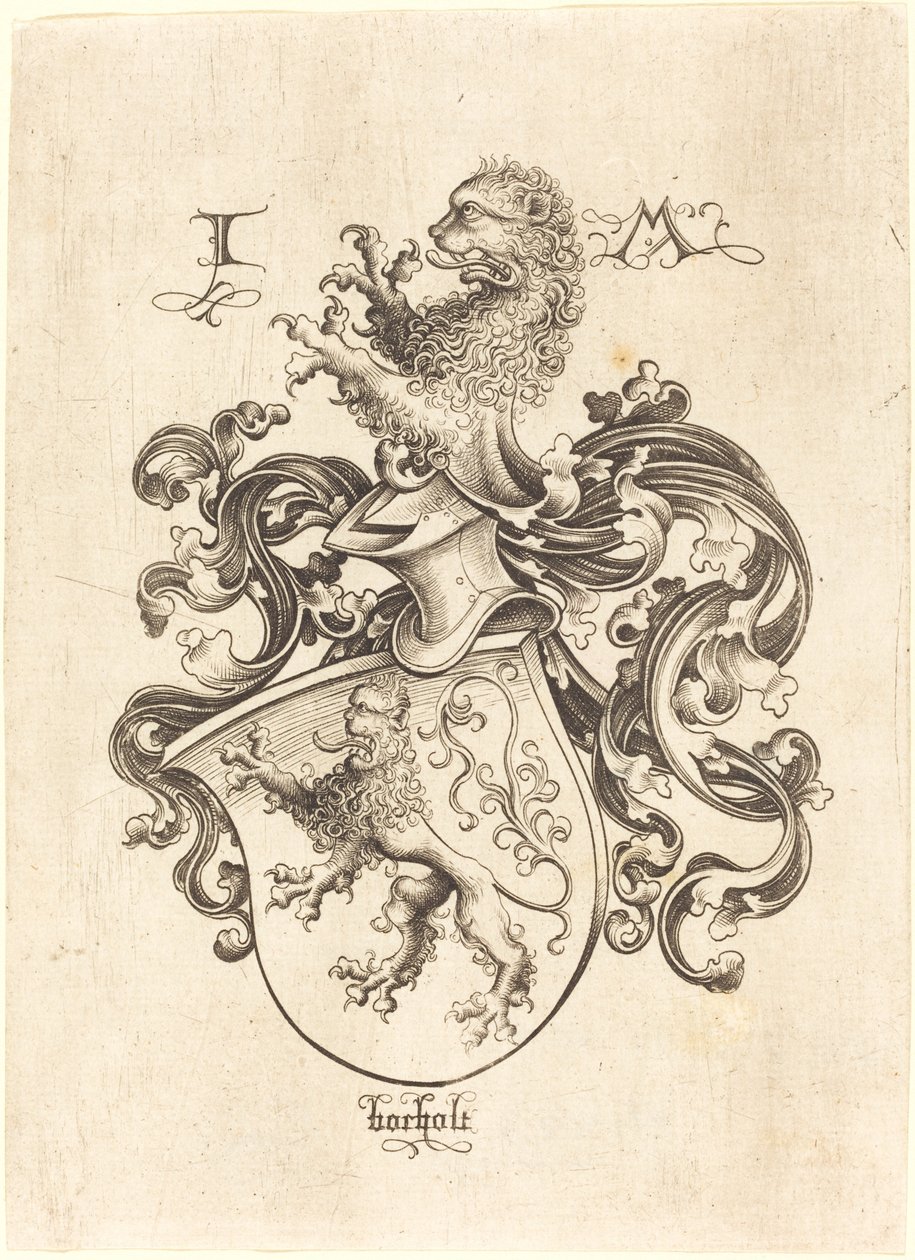 Våbenskjold med løve, ca. 14801490. af Israhel van Meckenem