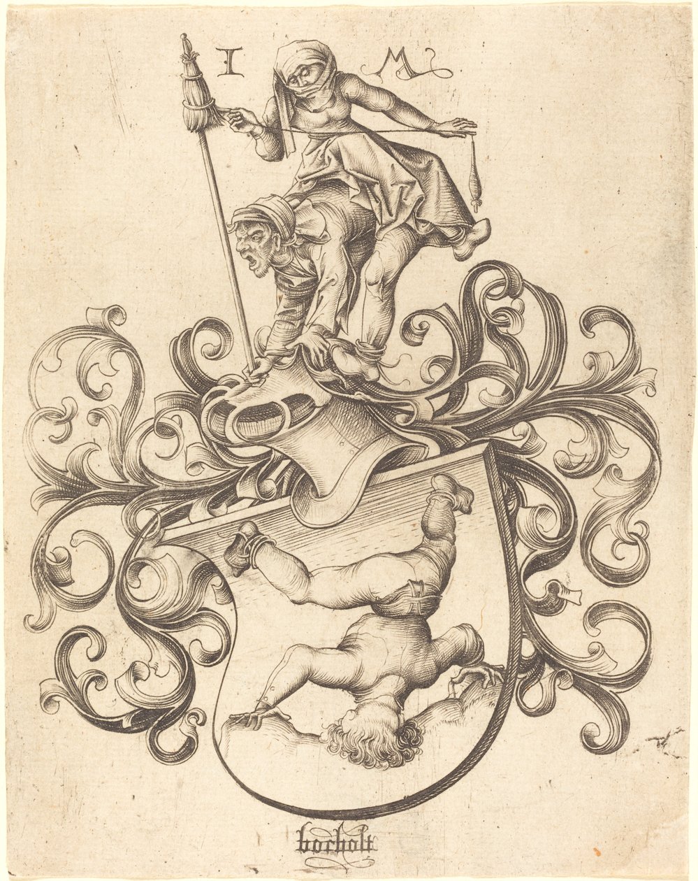 Våbenskjold med Tumbling Boy, ca. 14801490. af Israhel van Meckenem