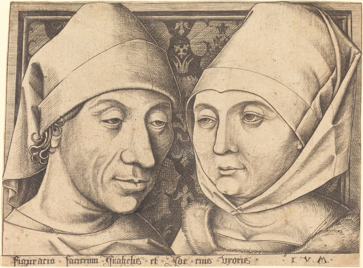 Dobbeltportræt af Israhel van Meckenem og hans kone Ida, ca. 1490. af Israhel van Meckenem