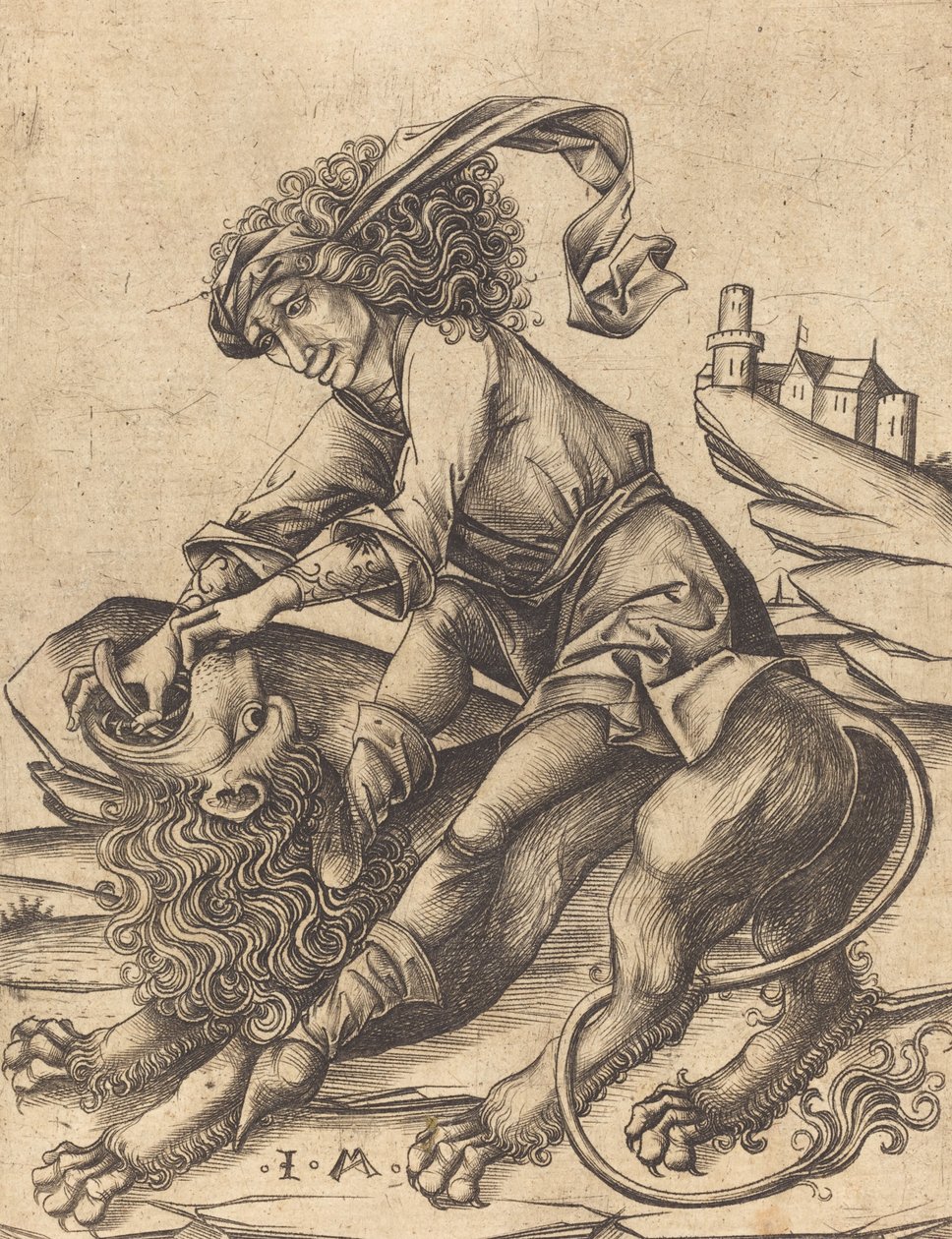 Samson og Løven, ca. 1475. af Israhel van Meckenem