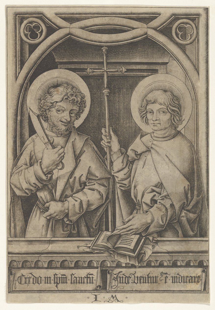 Skt. Bartolomæus og Skt. Filip, fra Apostlene, 1435-1503. af Israhel van Meckenem
