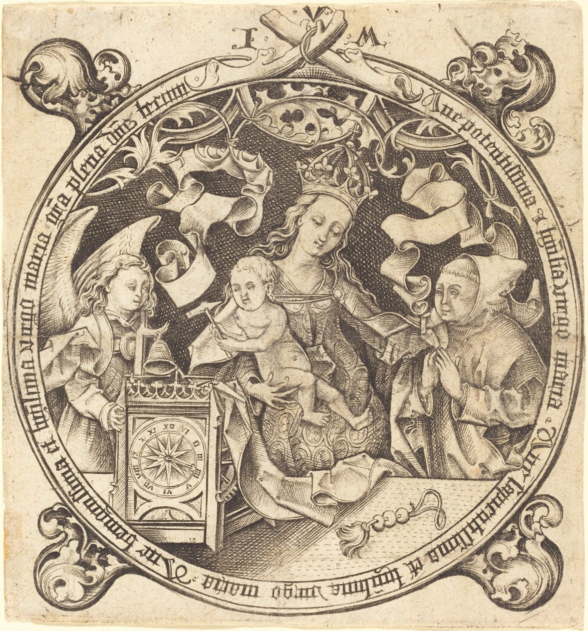 Madonnaen med uret, ca. 1490. af Israhel van Meckenem