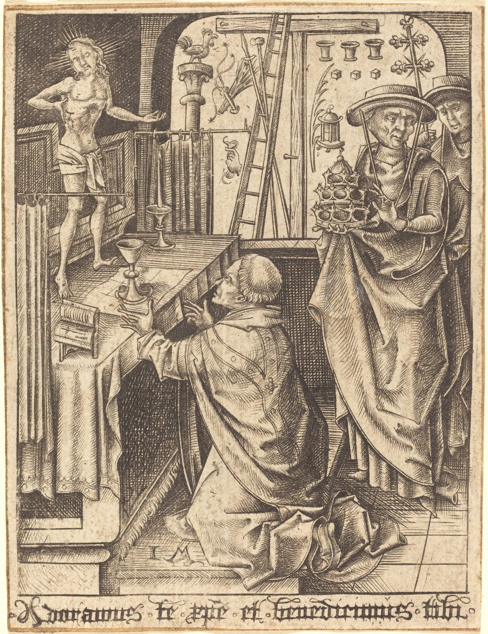 Sankt Gregors messe, ca. 14801490. af Israhel van Meckenem