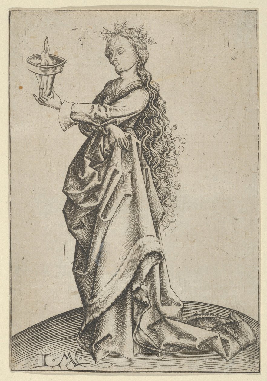 Den tredje vise jomfru, ca. 1450-1503. af Israhel van Meckenem