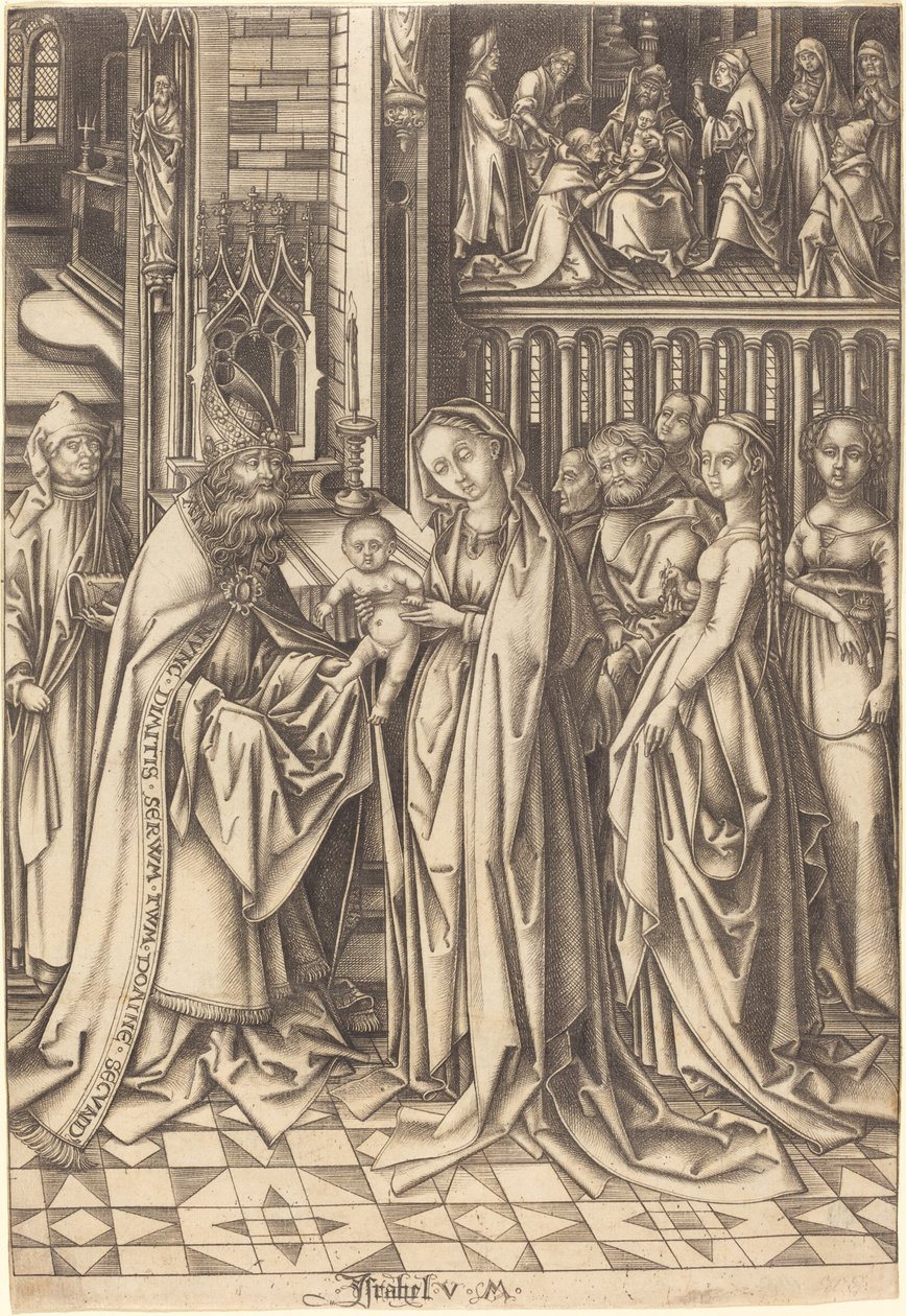 Præsentationen i templet af Israhel van Meckenem after Hans Holbein the Elder