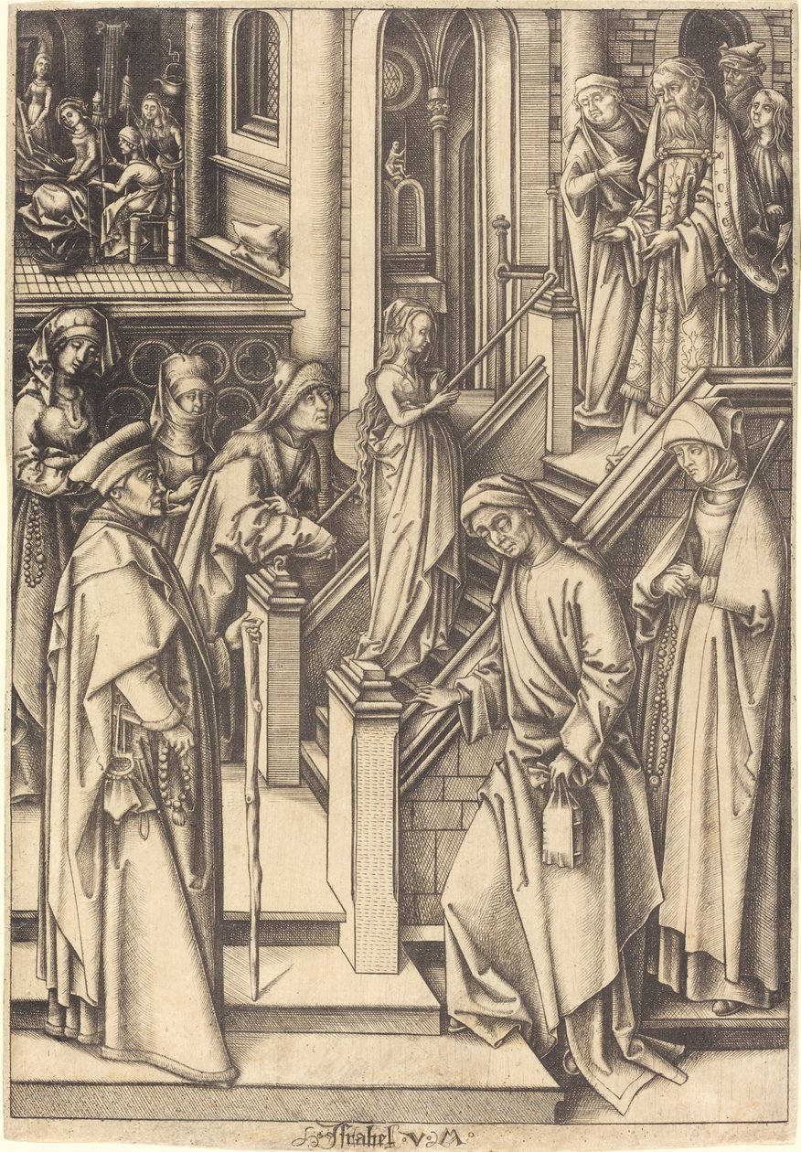 Præsentationen af jomfruen af Israhel van Meckenem after Hans Holbein the Elder