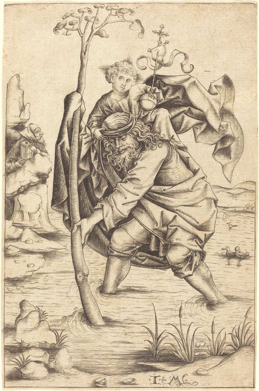 Sankt Christopher af Israhel van Meckenem after Master of the Housebook