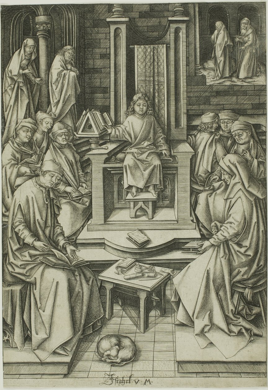 Kristus blandt lægerne af Israhel van Meckenem the younger