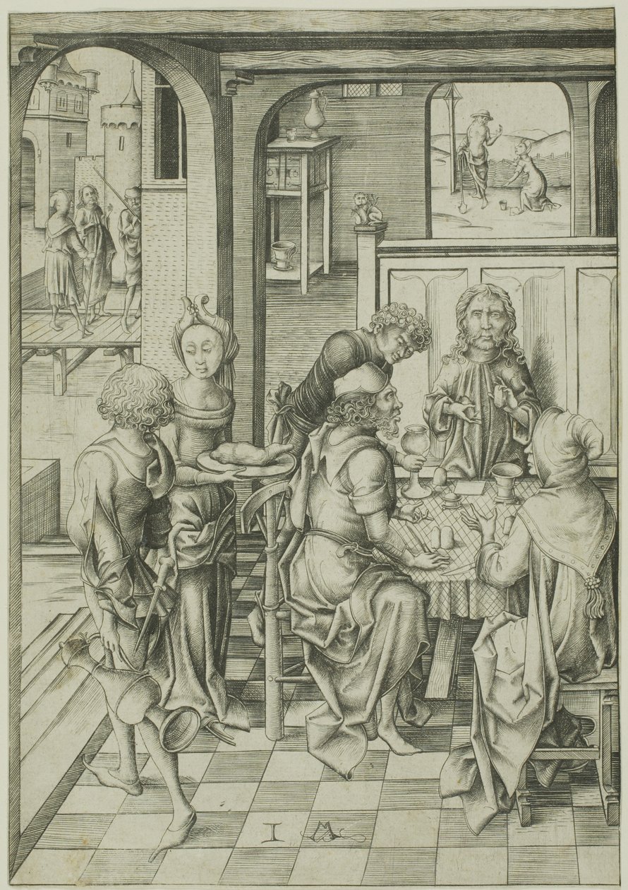 Kristus i Emmaus af Israhel van Meckenem the younger